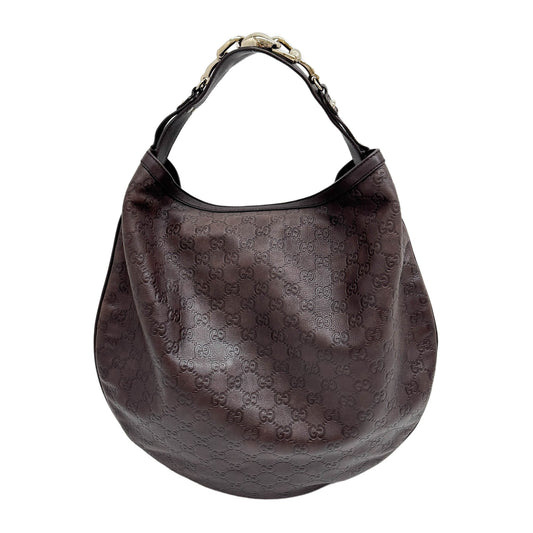 Horsebit Espresso Brown Guccisima Leather Shoulder Bag