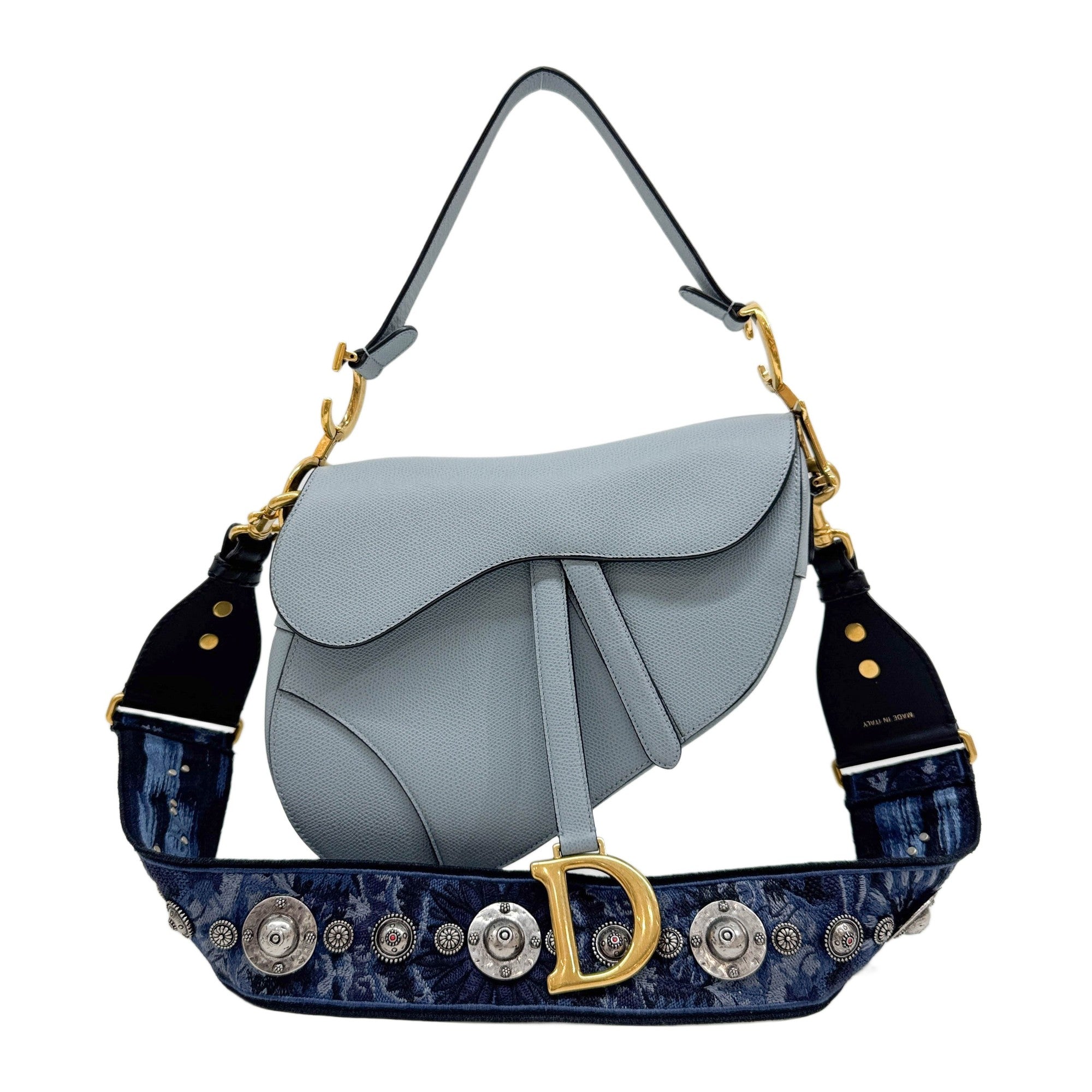 Saddle Dusty Blue Leather Two Way Bag