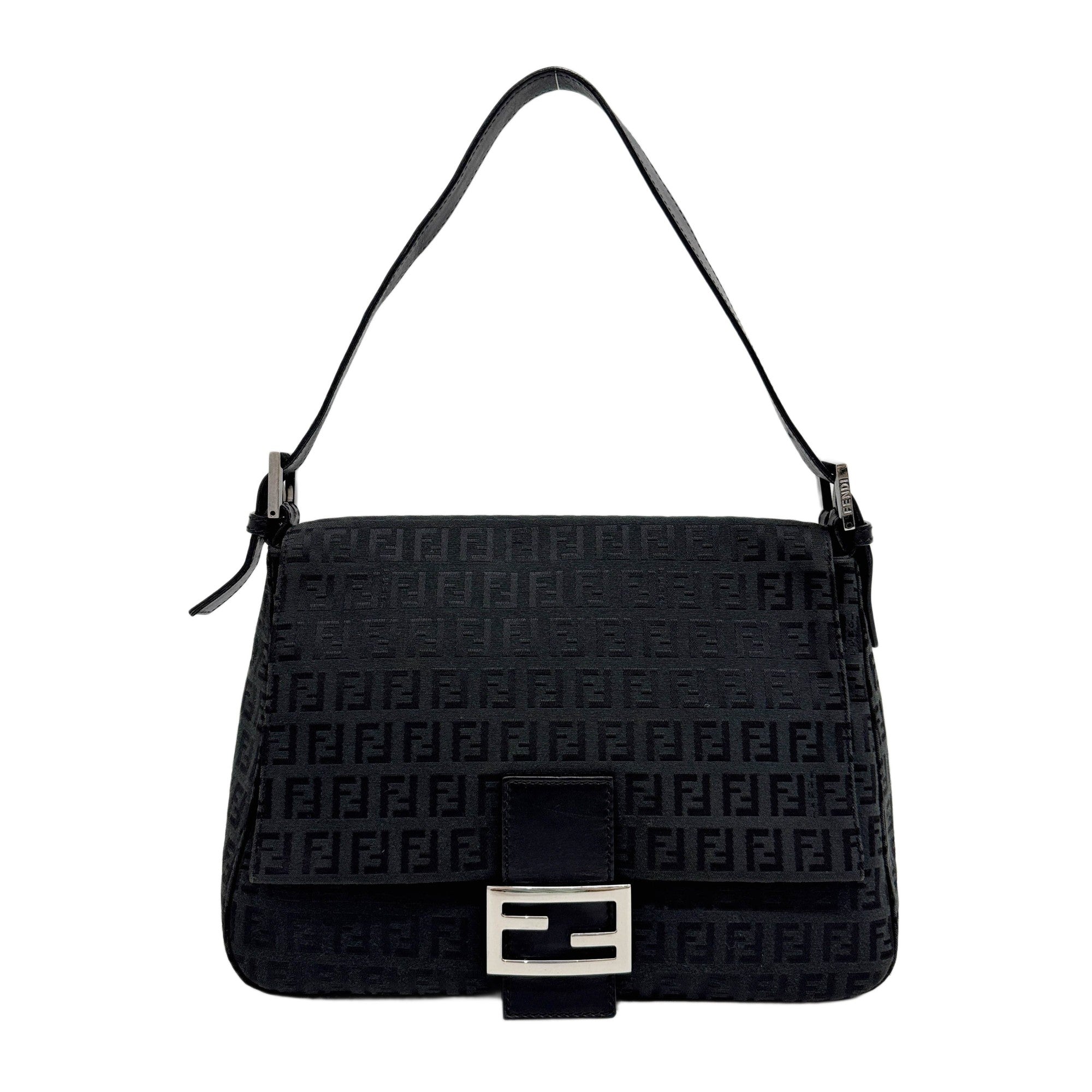 Mamma Baguette Black Zucchino Canvas Shoulder Bag