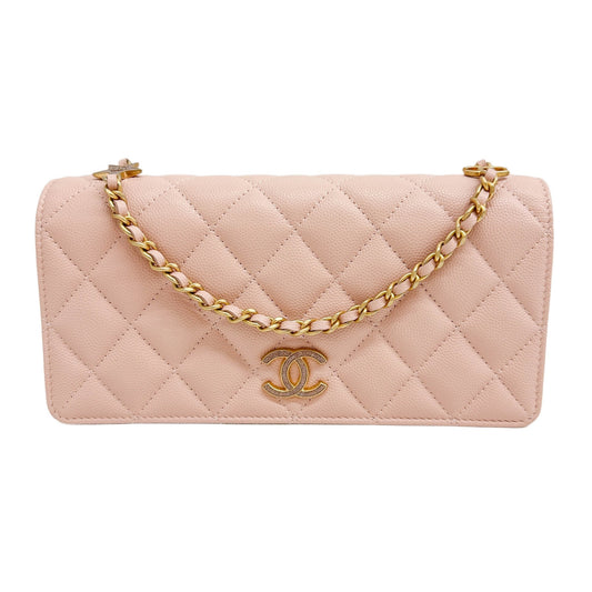 Wallet On Chain 2021-2026 Matelasse Baby Pink Leather Shoulder Bag