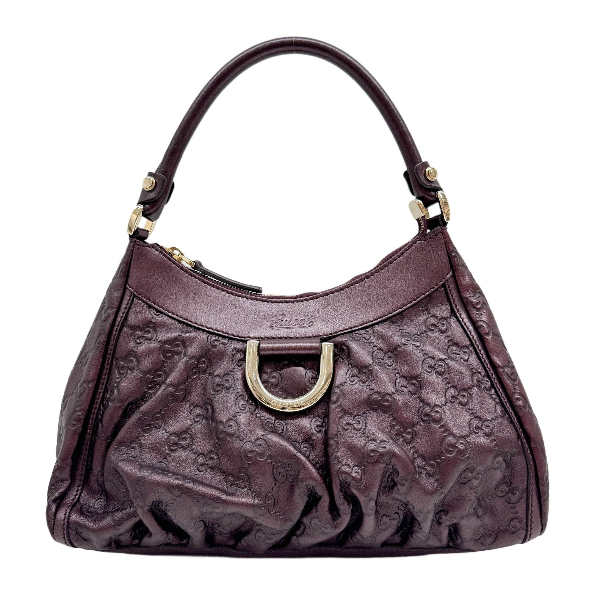 D-Ring Plum Guccissima Canvas Shoulder Bag
