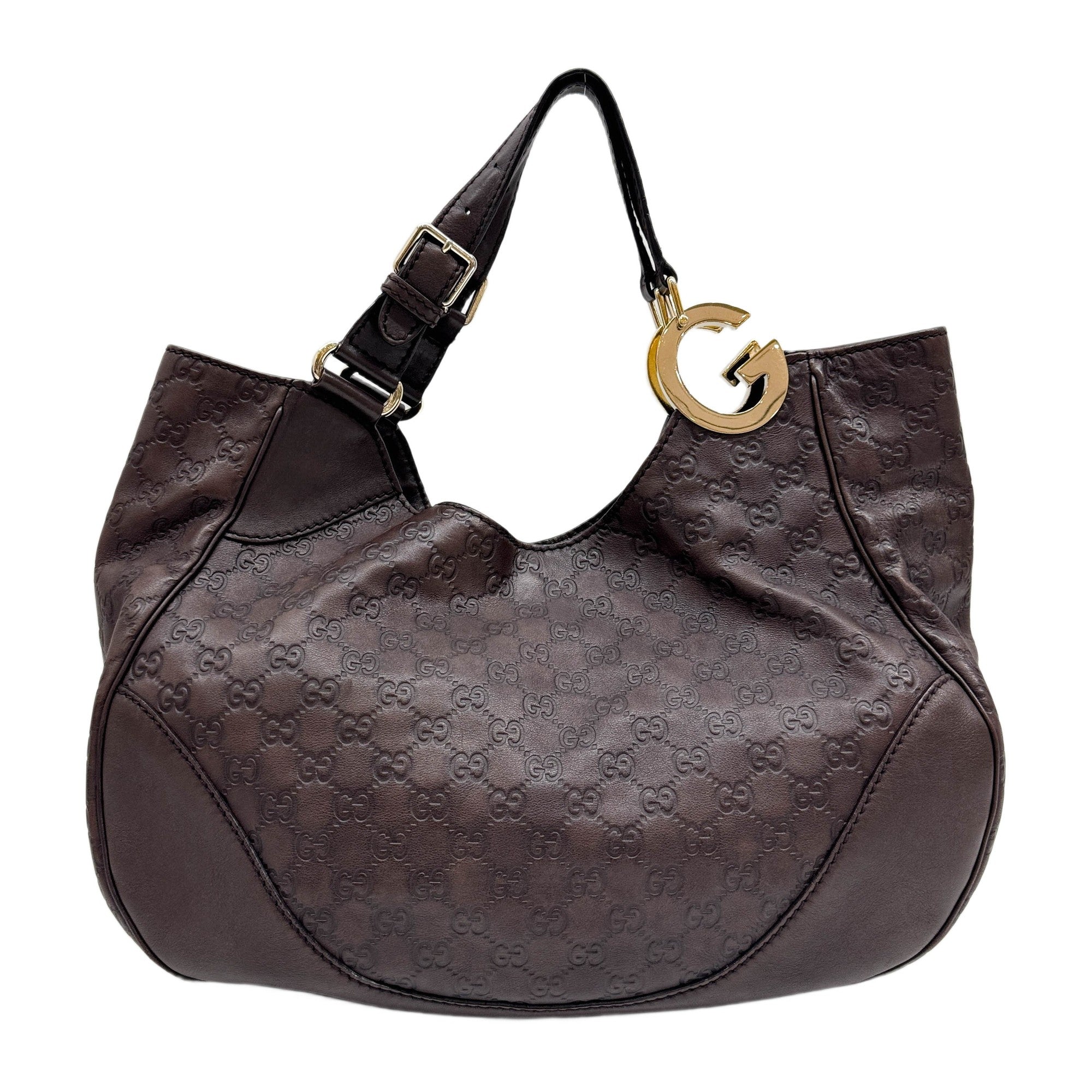 Charlotte Espresso Brown Guccisima Leather Shoulder Bag