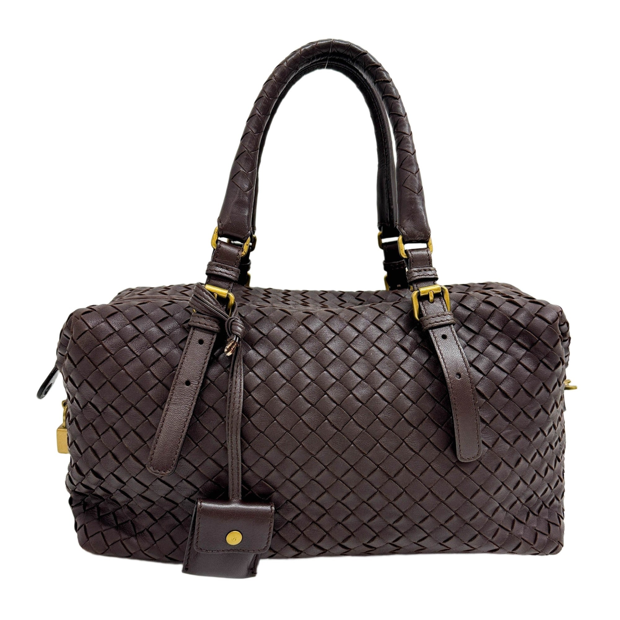 Intrecciato Brown Leather Shoulder Bag