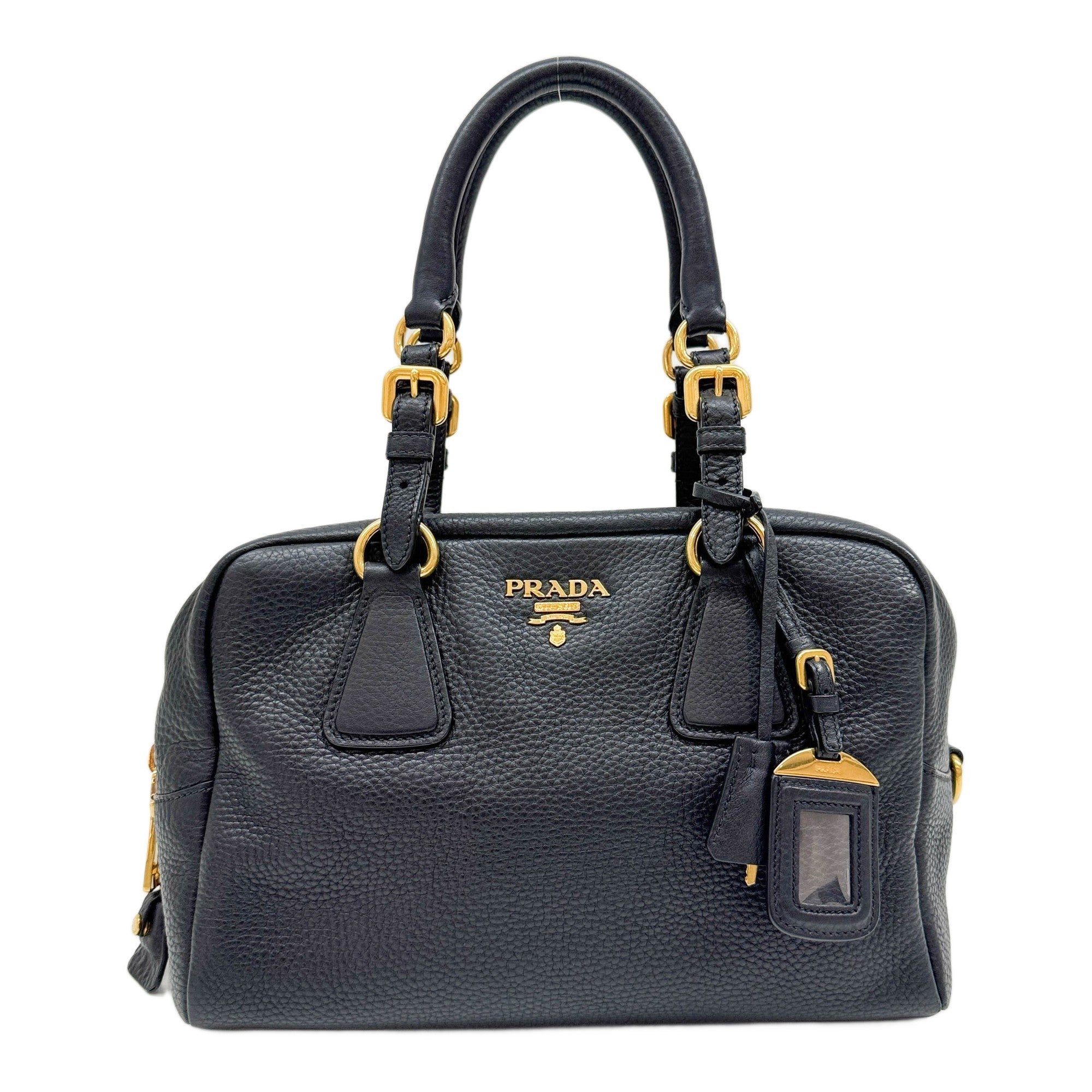 Boston Black Leather Handle Bag
