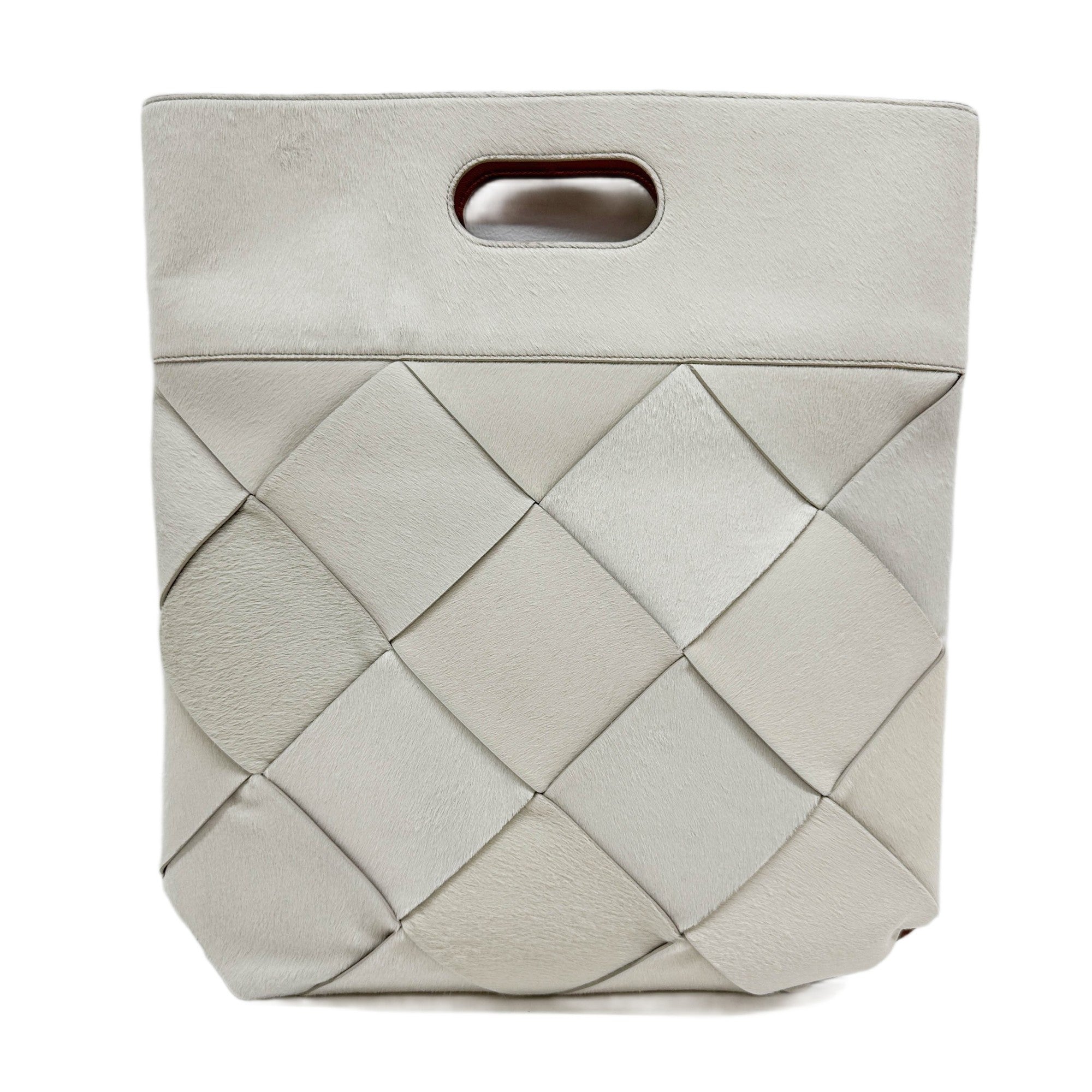 Slip Tote Maxi Intrecciato Off-White Pony Hair Tote Bag