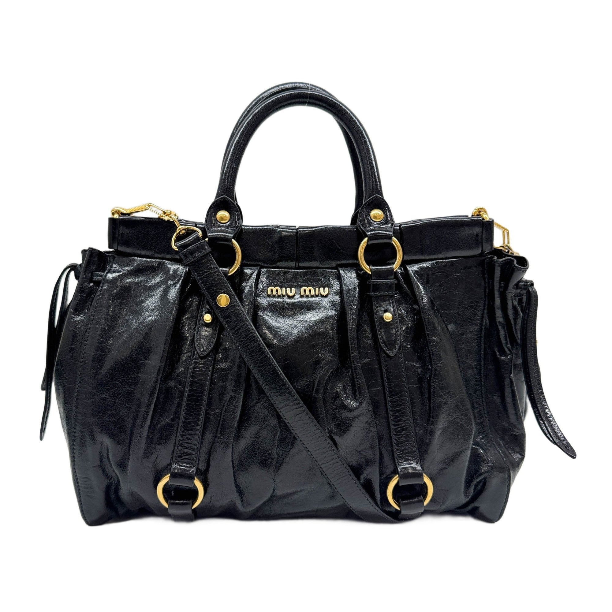 Vitello Black Leather Two Way Bag
