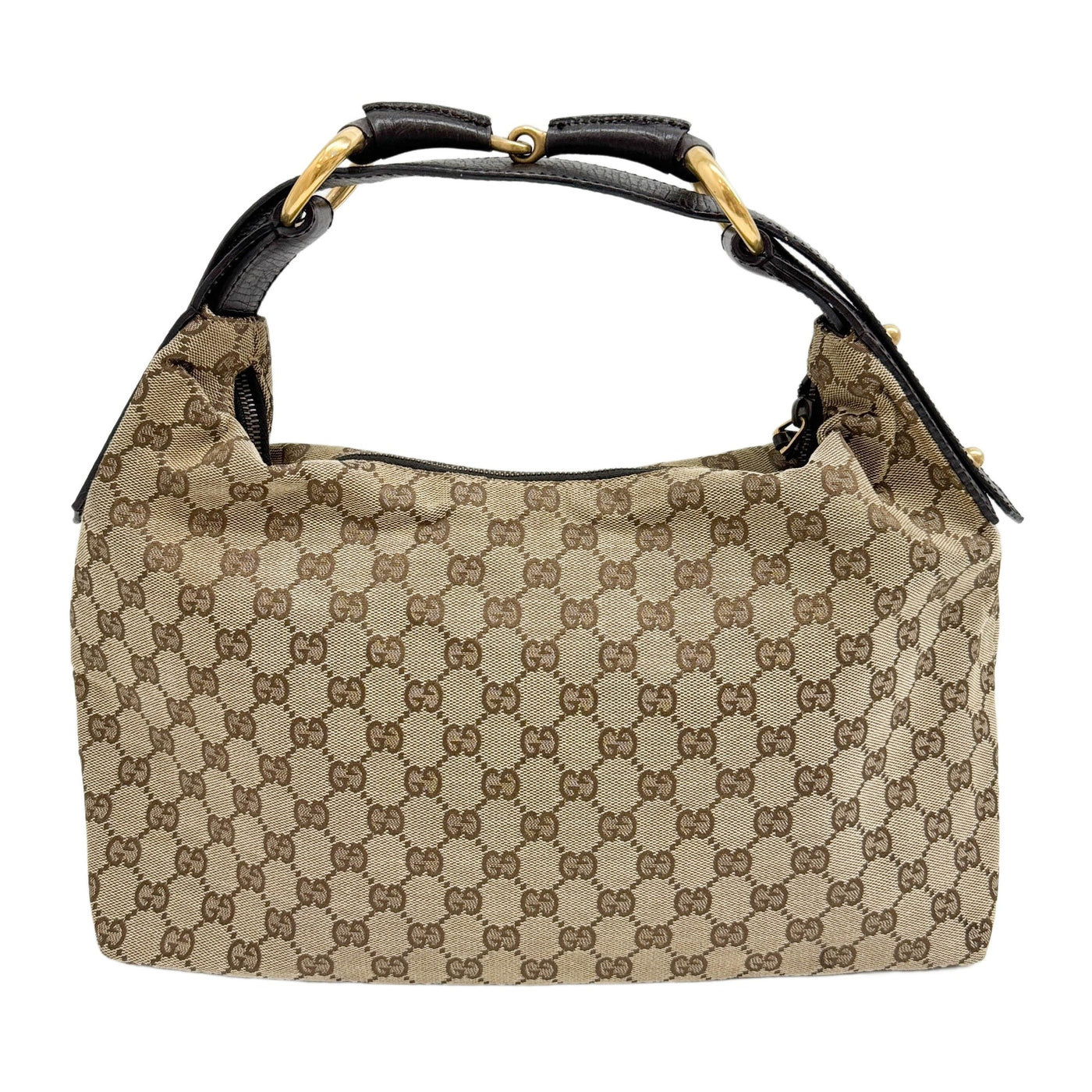 Horsebit Brown Gucci Canvas Shoulder Bag