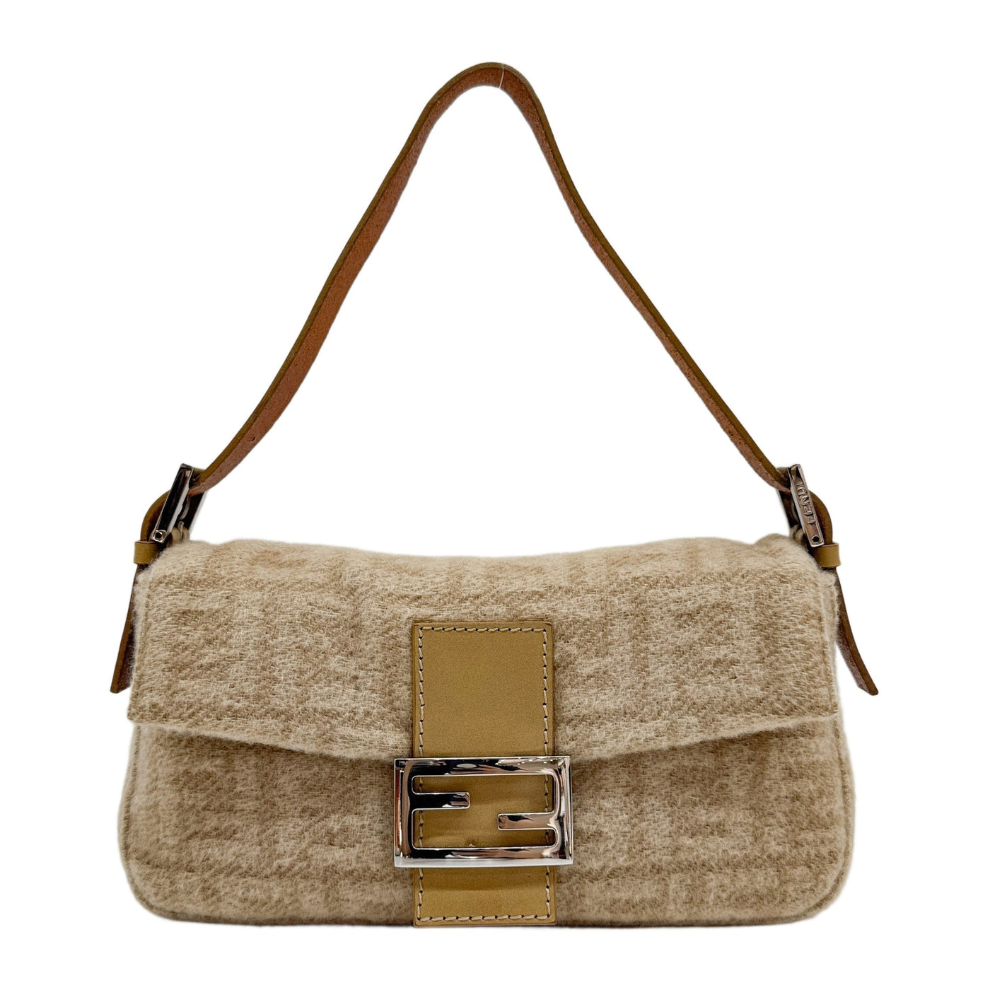 Baguette Brown Zucca Cashmere Shoulder Bag