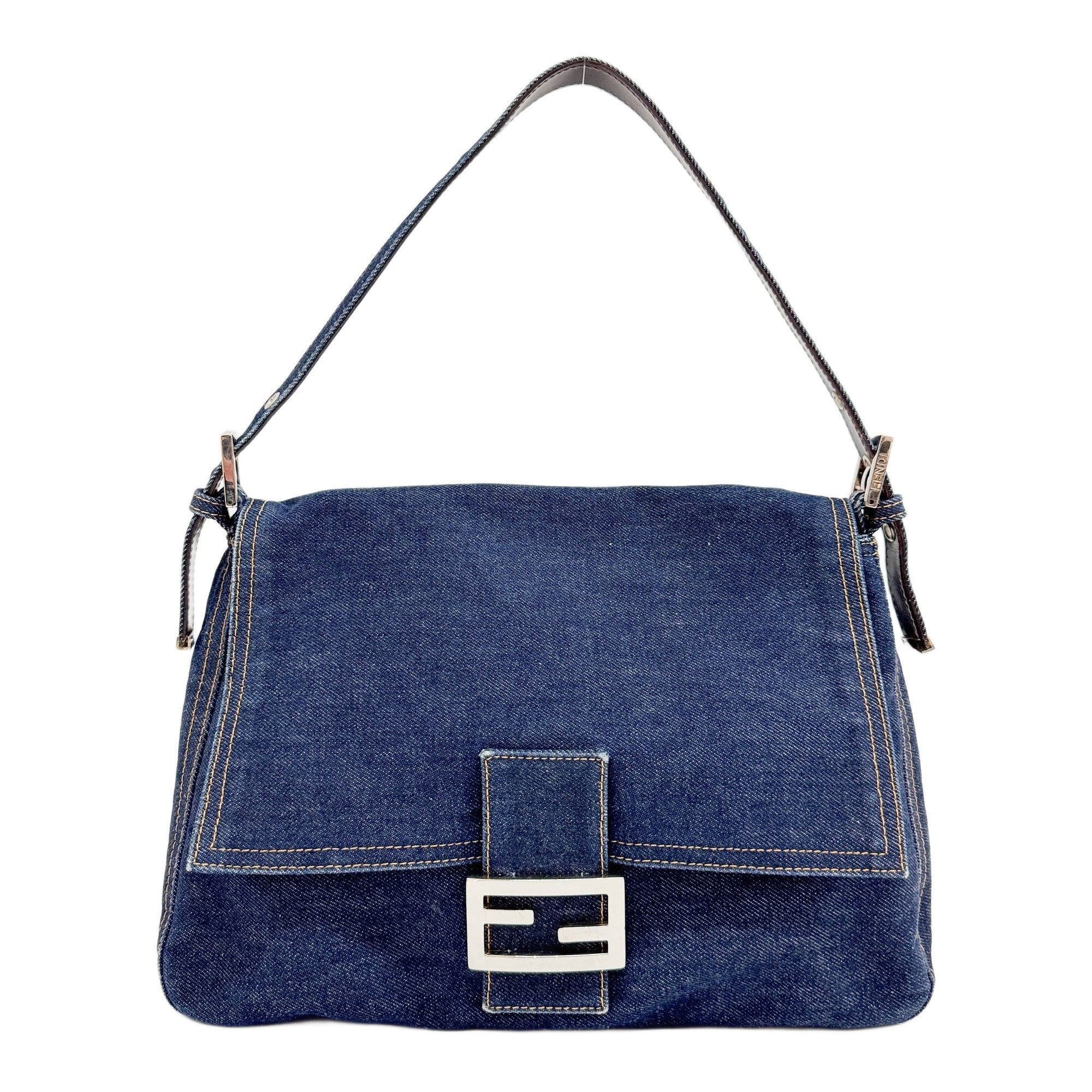 Mamma Baguette Navy Blue Denim Shoulder Bag