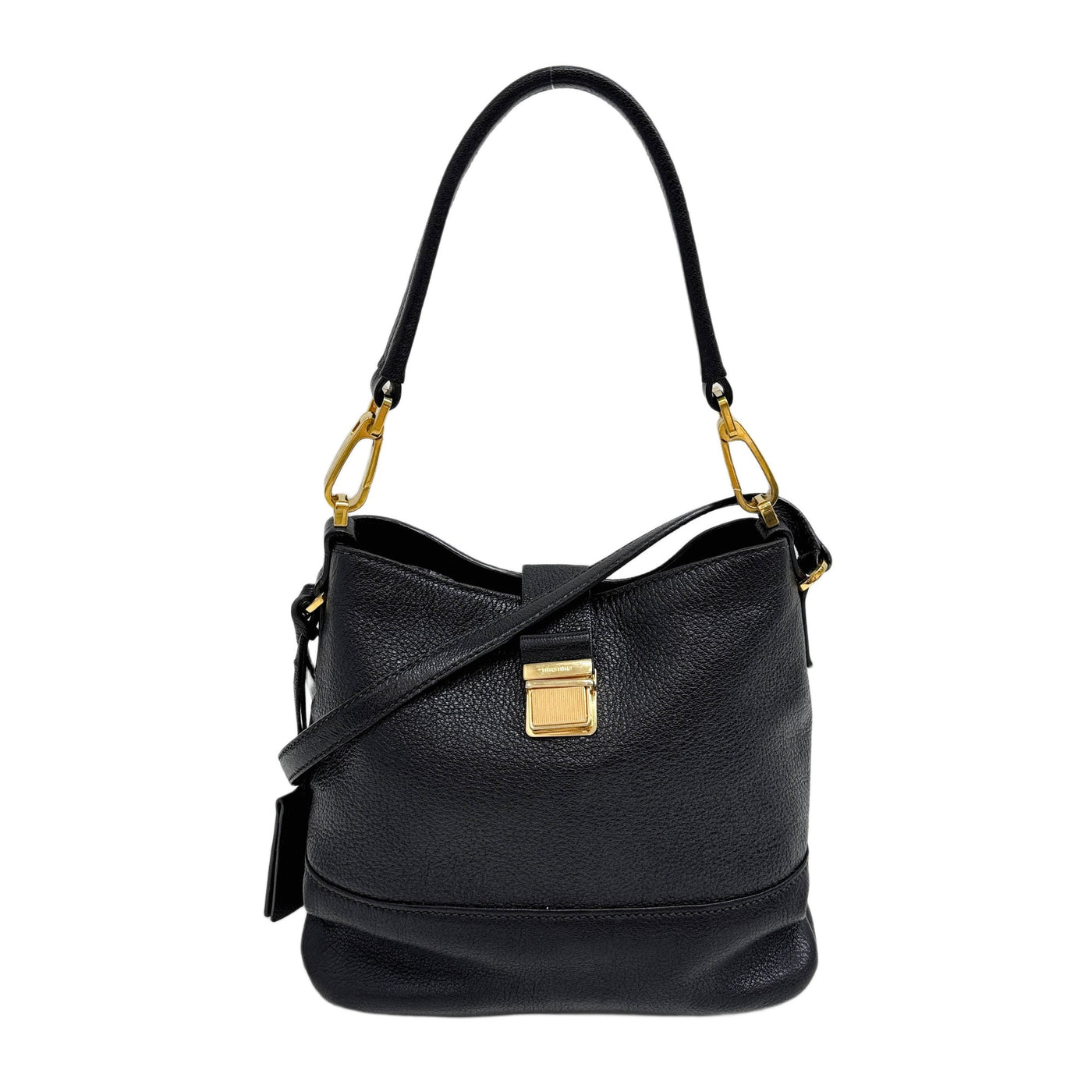 Madras Black Leather Two Way Bag