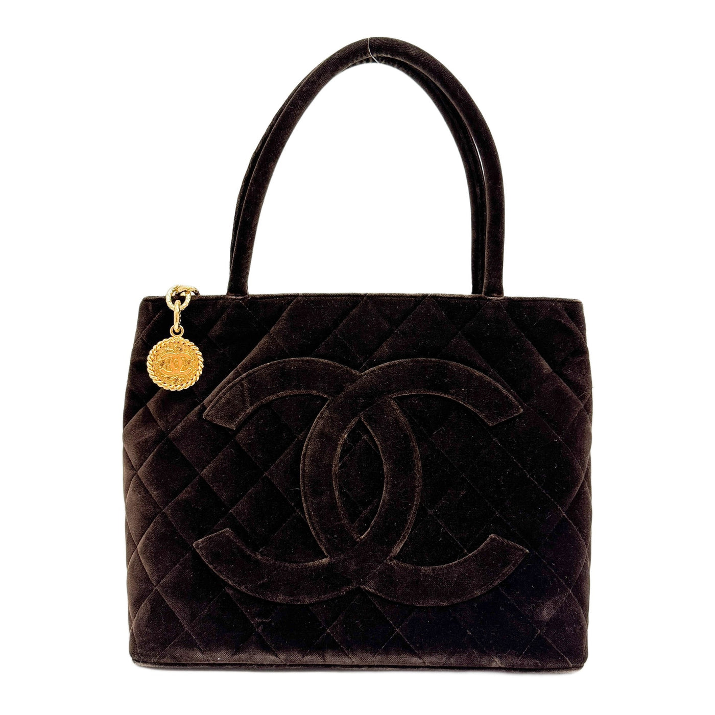 Medallion 1997-1999 Matelasse Brown Suede Tote Bag