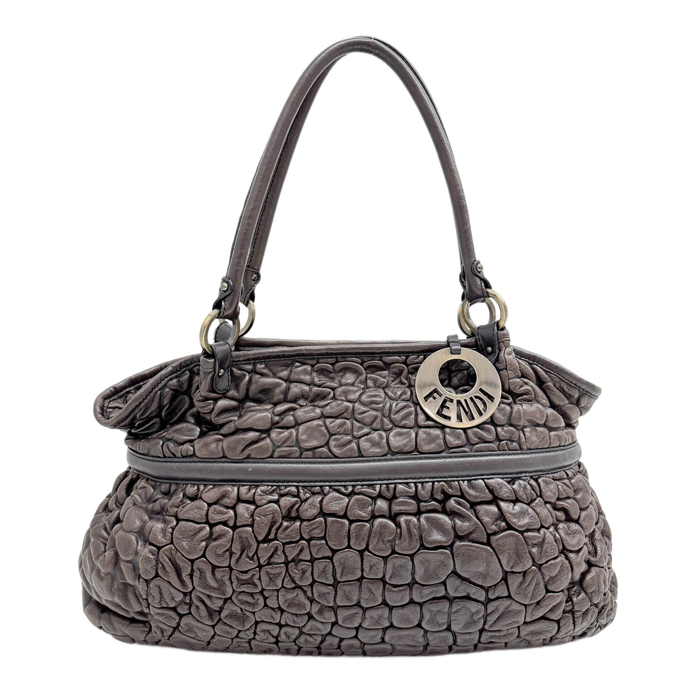 Large Chef Brown Bubble Leather Tote Bag