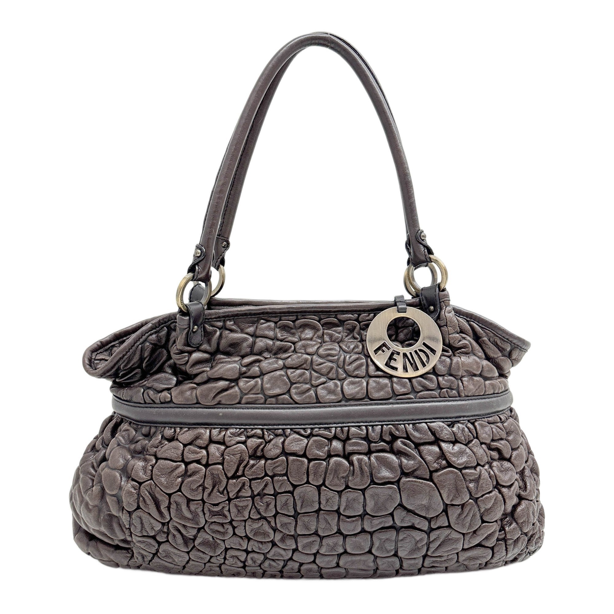 Large Chef Brown Bubble Leather Tote Bag