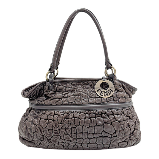 Large Chef Brown Bubble Leather Tote Bag