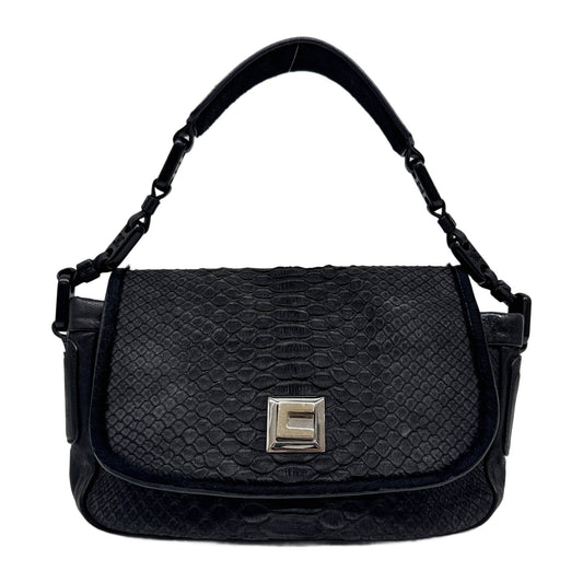 Celine x Phoebe Philo Black Python Embossed Leather with Pony Hair Strap Shoulder Bag