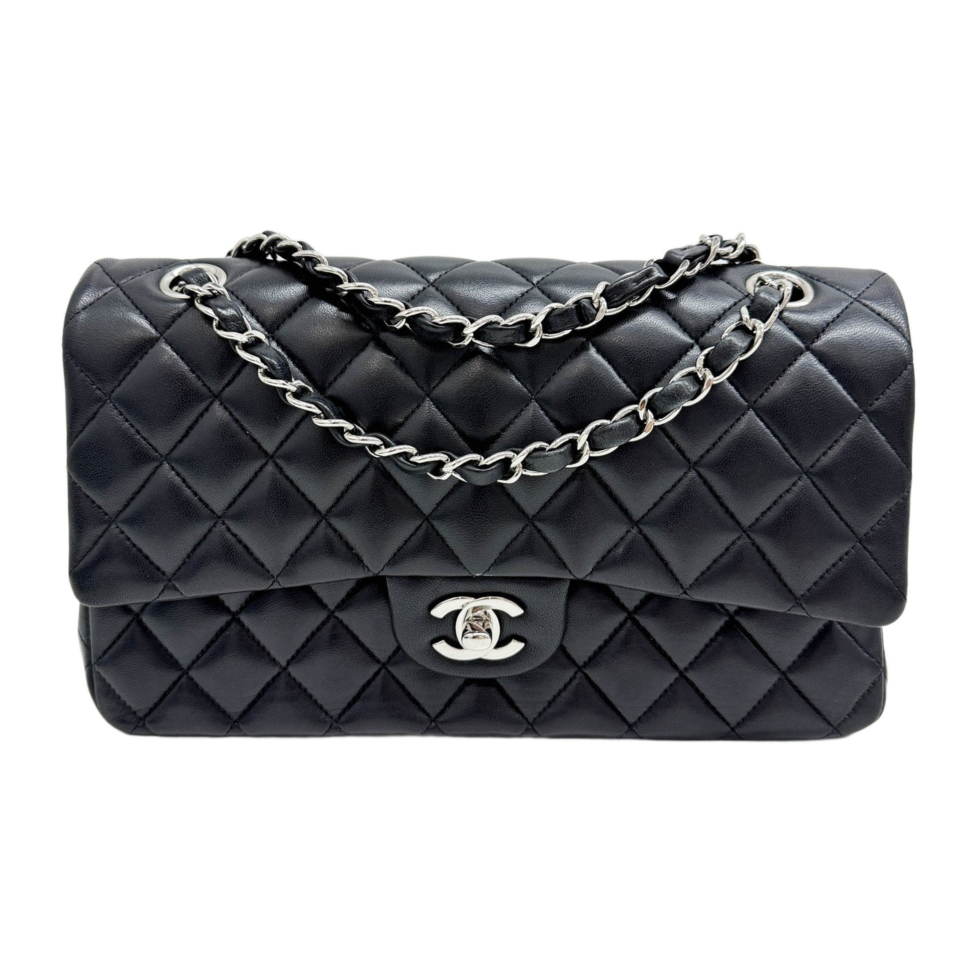 Classic Flap Matelasse Black Leather Shoulder Bag