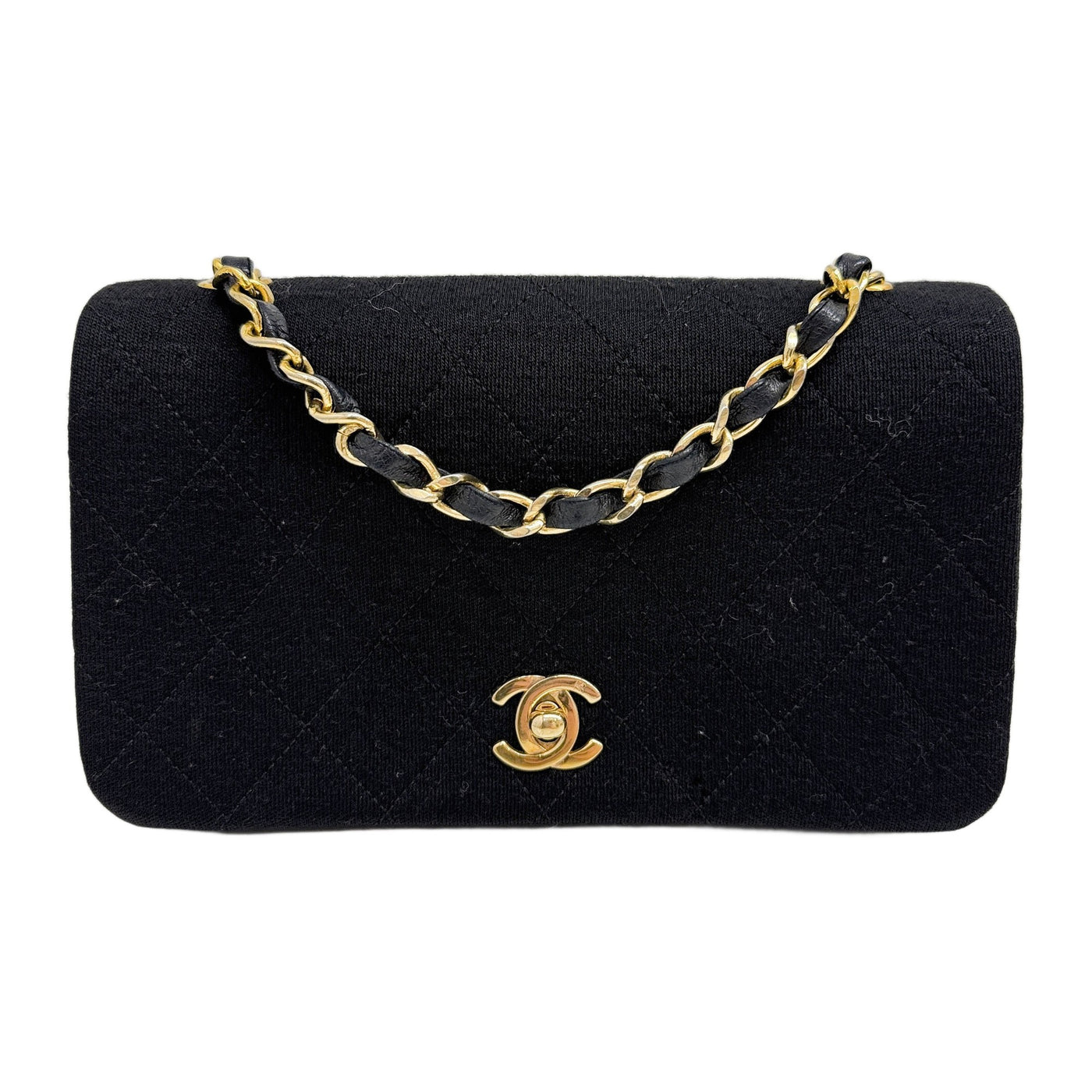Mini Classic Full Flap 2009-2010 Matelasse Black Cotton Shoulder Bag