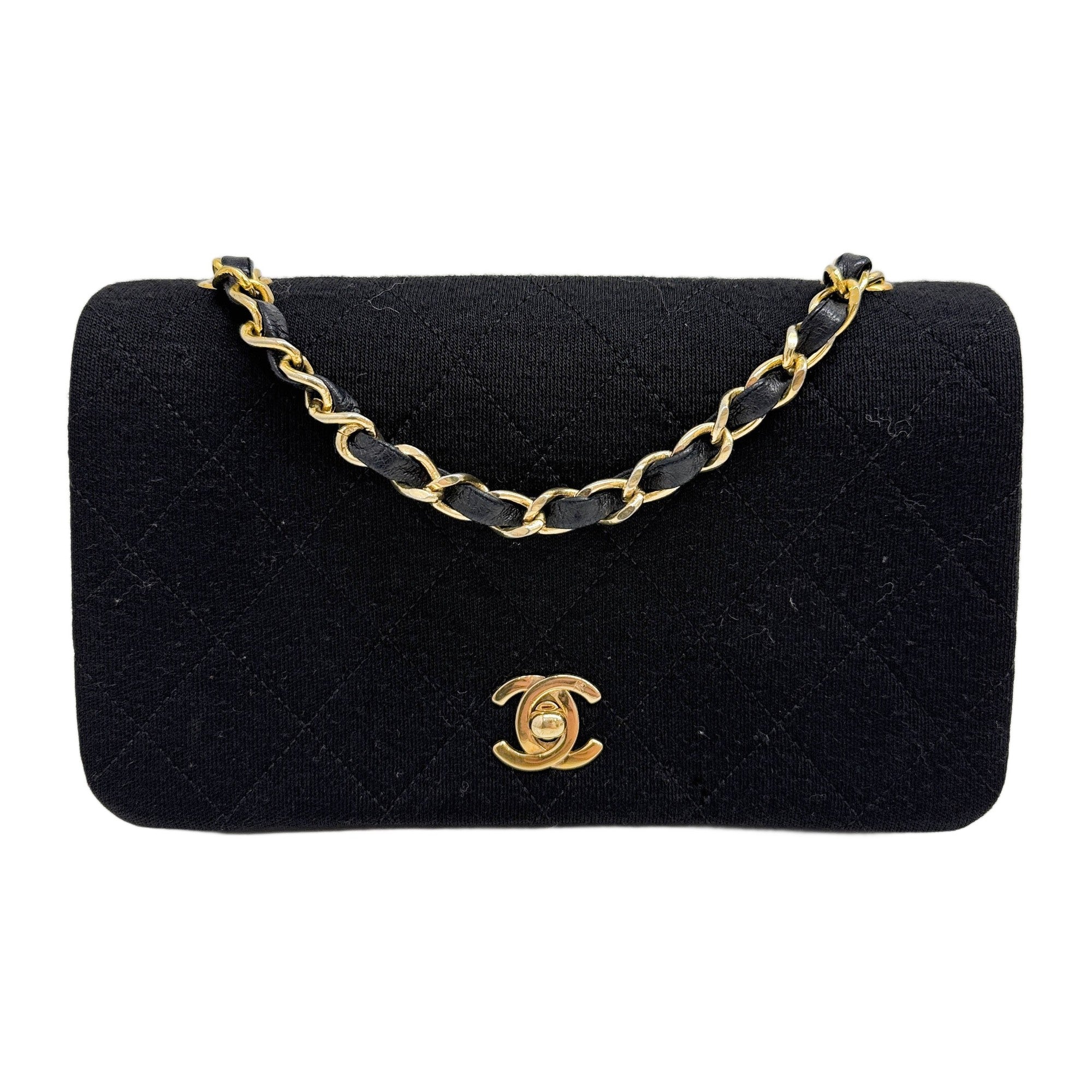 Mini Classic Full Flap 2009-2010 Matelasse Black Cotton Shoulder Bag