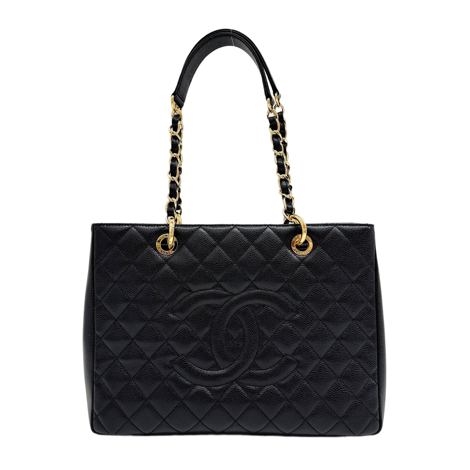 Grand Shopping 2014-2015 Matelasse Black Caviar Leather Tote Bag