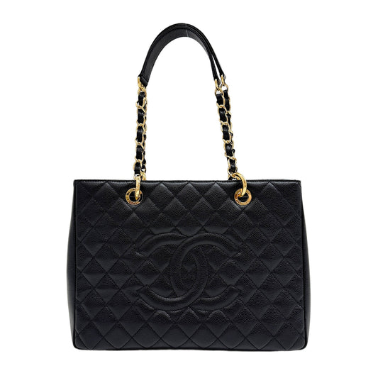 Grand Shopping 2014-2015 Matelasse Black Caviar Leather Tote Bag
