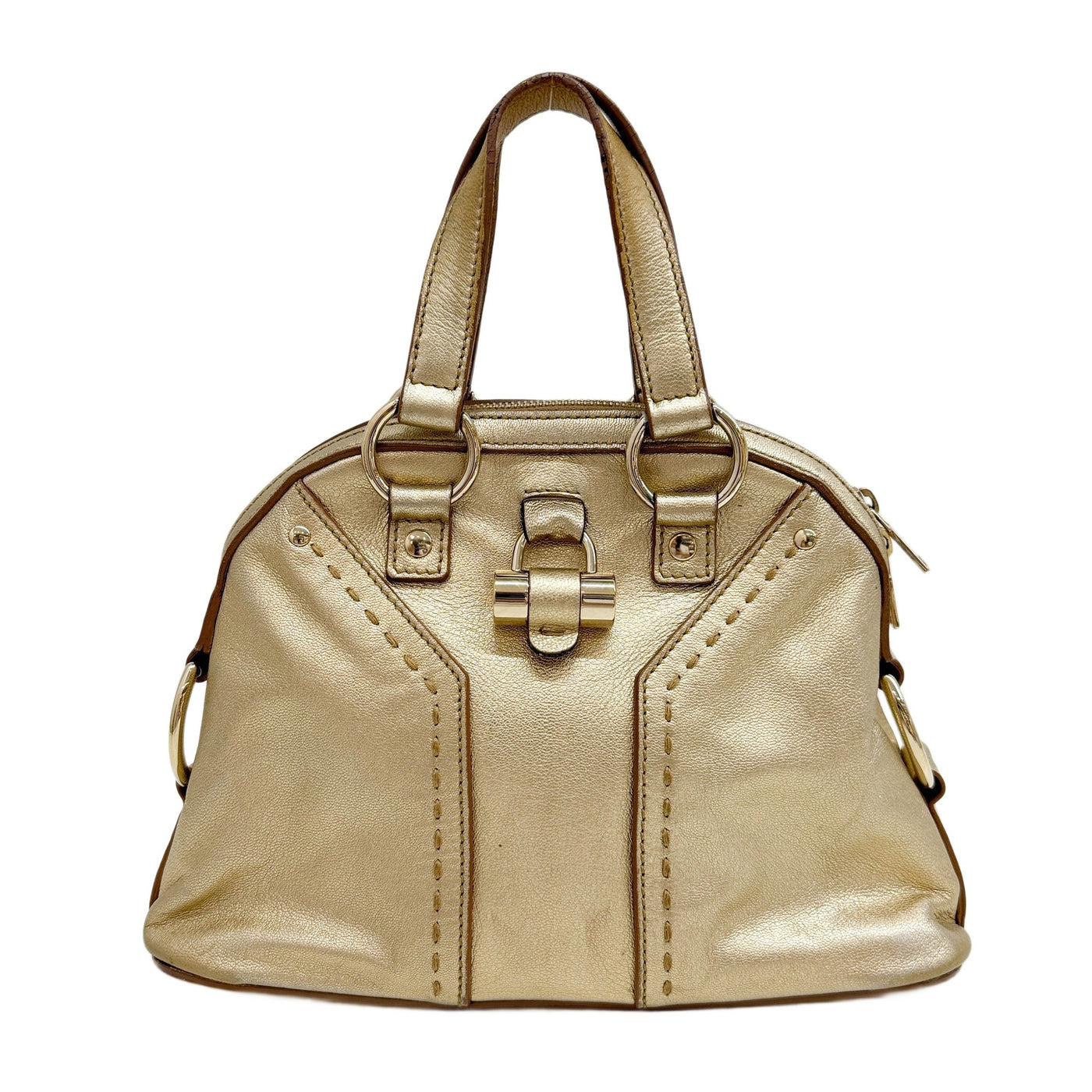 Mini Muse Gold Leather Handle Bag