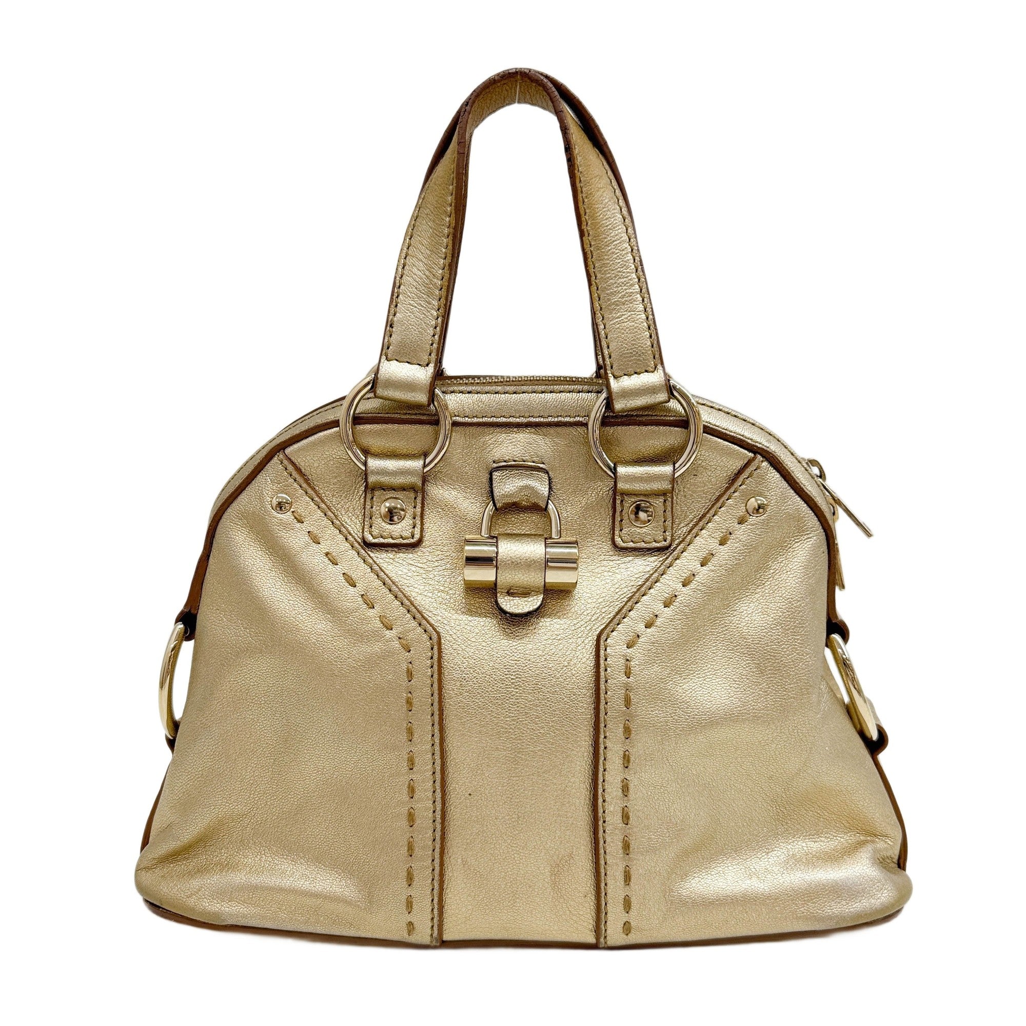 Mini Muse Gold Leather Handle Bag