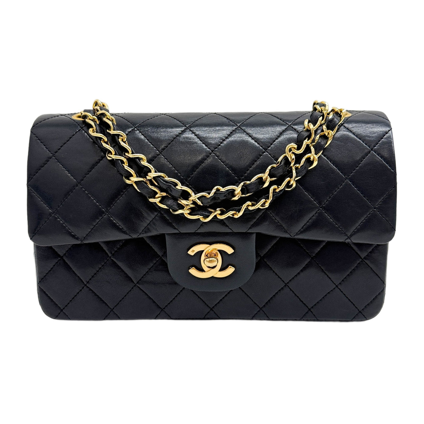Small Classic Double Flap 1989-1991 Matelasse Black Leather Shoulder Bag