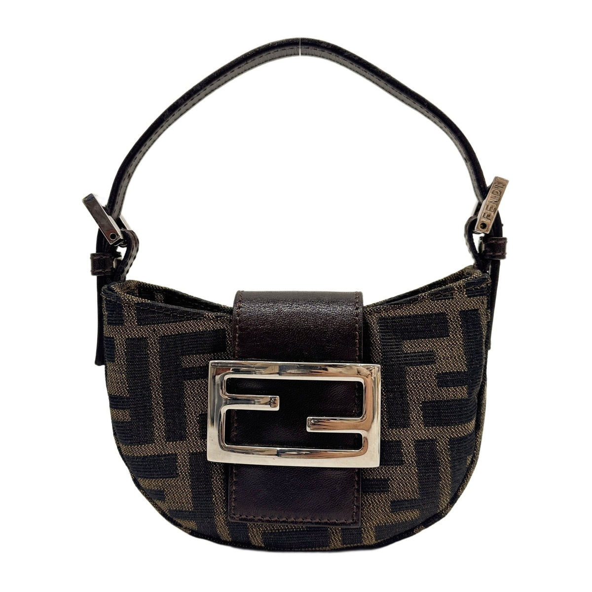 Mini Croissant Brown Zucca Canvas Hand Bag