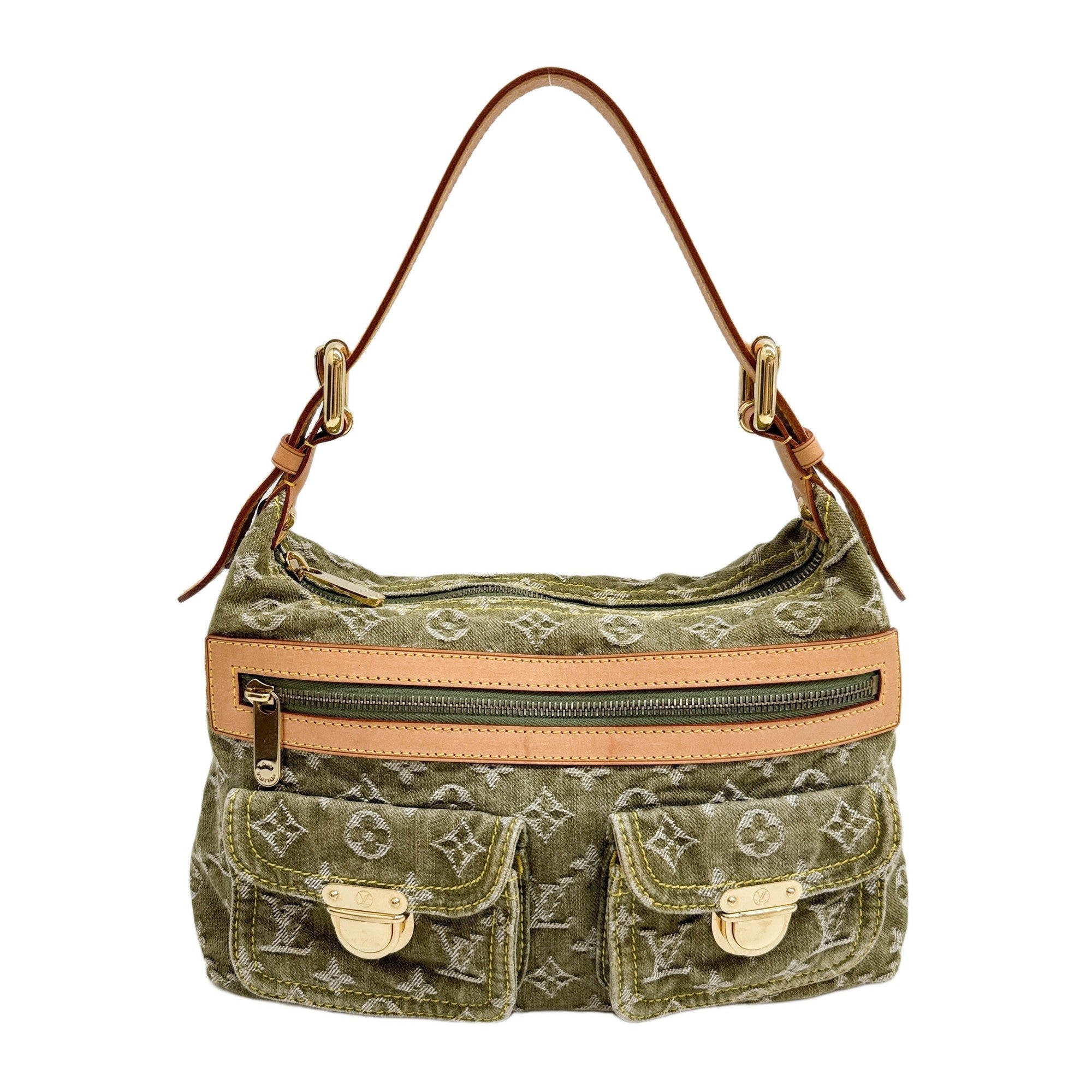 Neo Baggy Green Monogram Denim Shoulder Bag