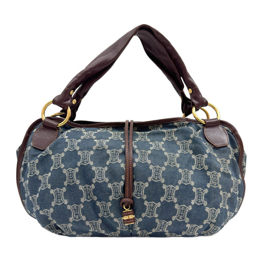 Large Bittersweet Paris Macadam Brown Trim Blue Monogram Canvas Shoulder Bag