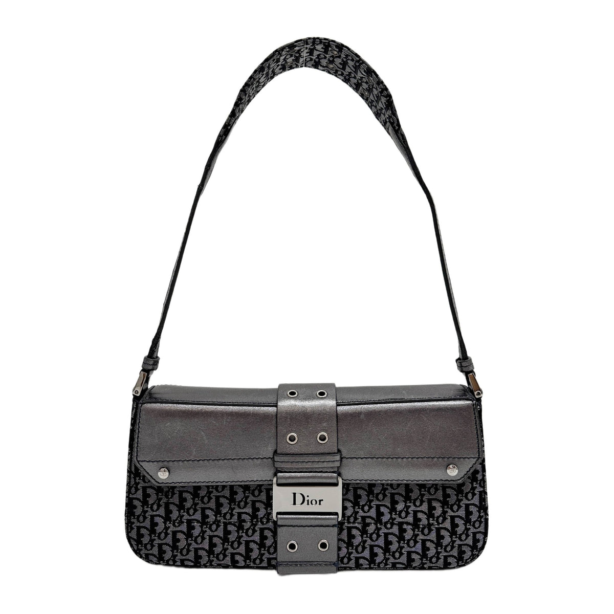 Street Chic Metallic Grey Canvas Shoulder Bag