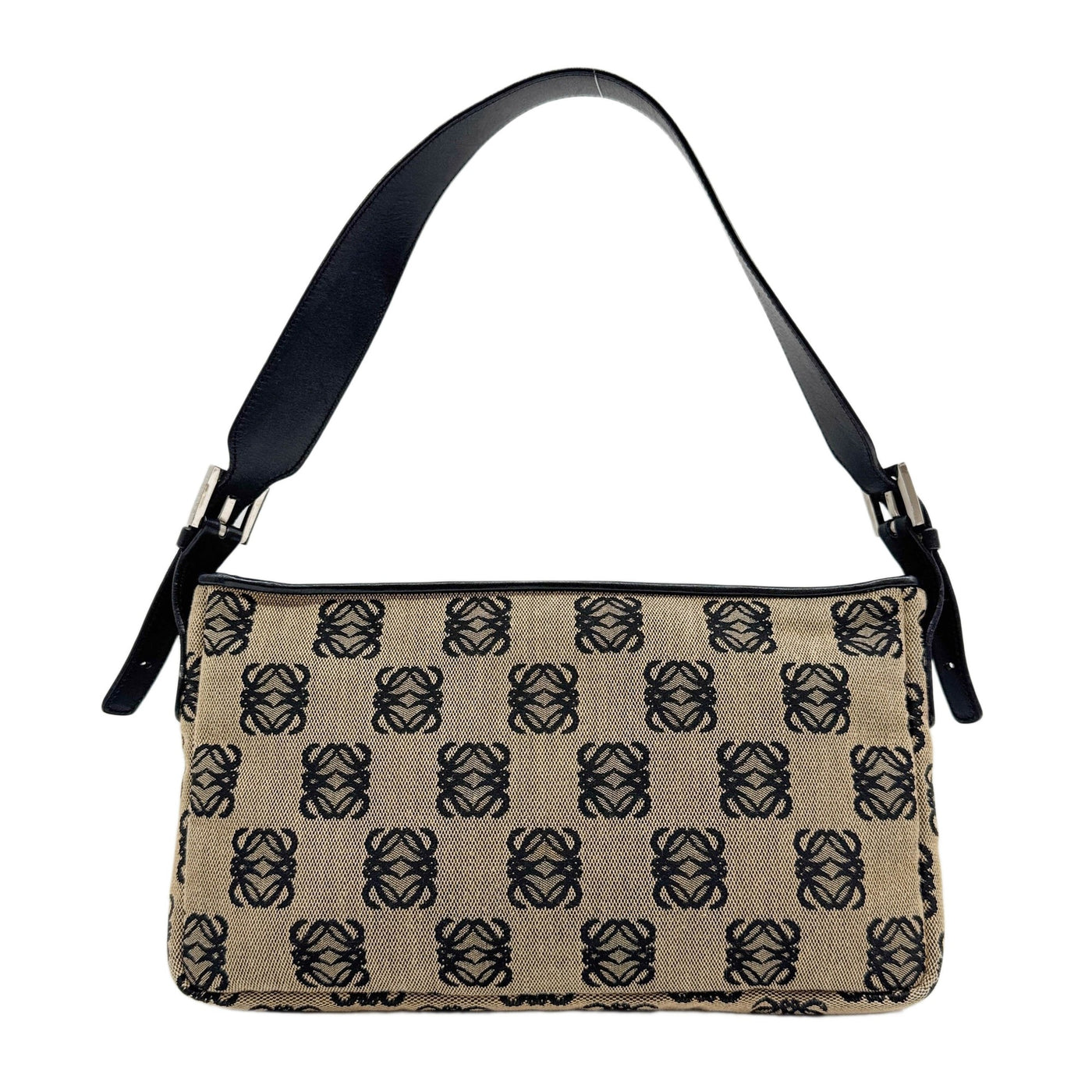 Beige Anagram Canvas Shoulder Bag