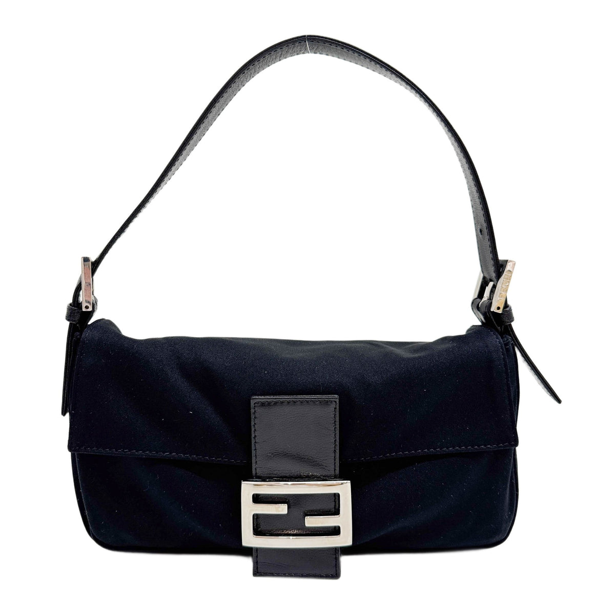 Baguette Black Neoprene Shoulder Bag