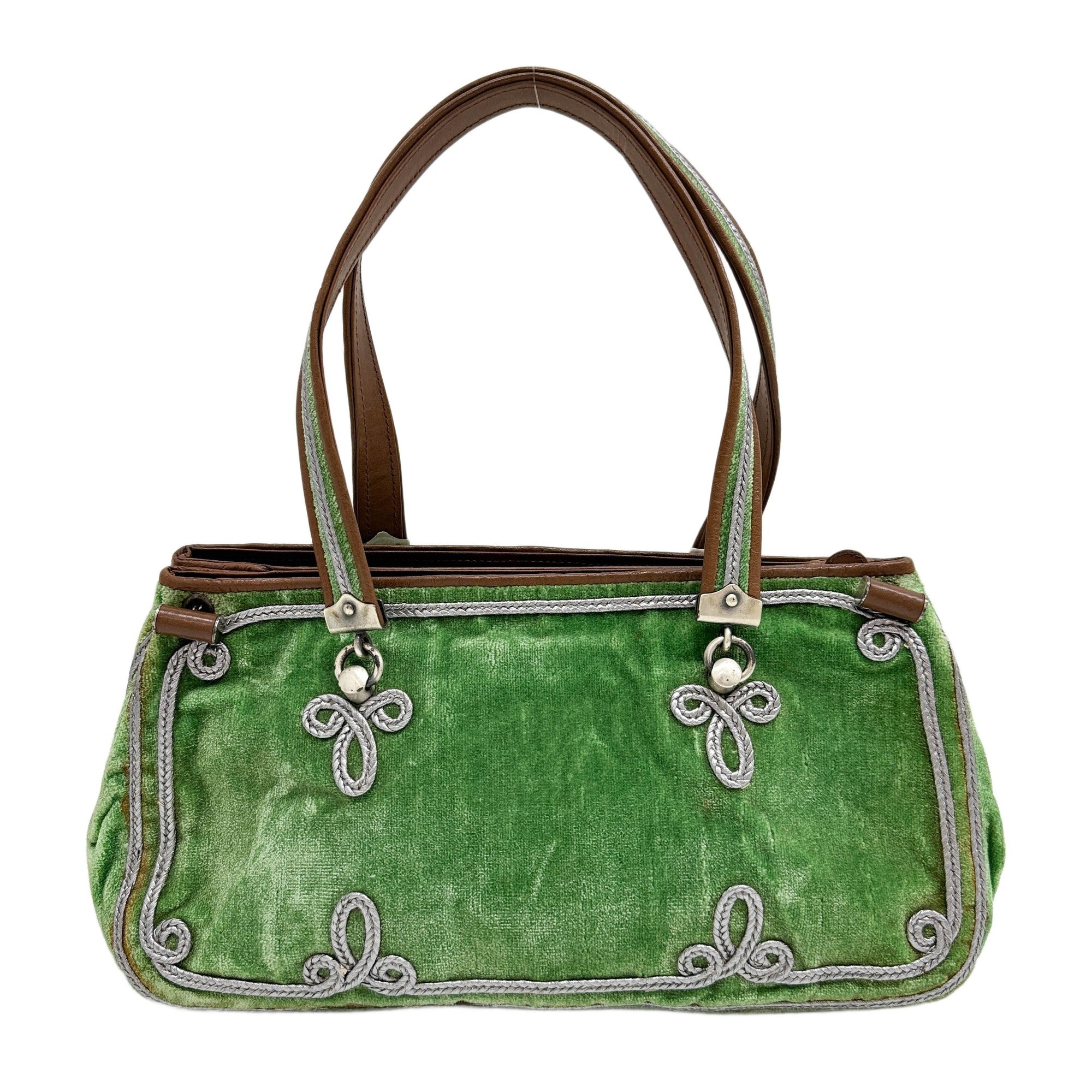 Green Velvet Handle Bag
