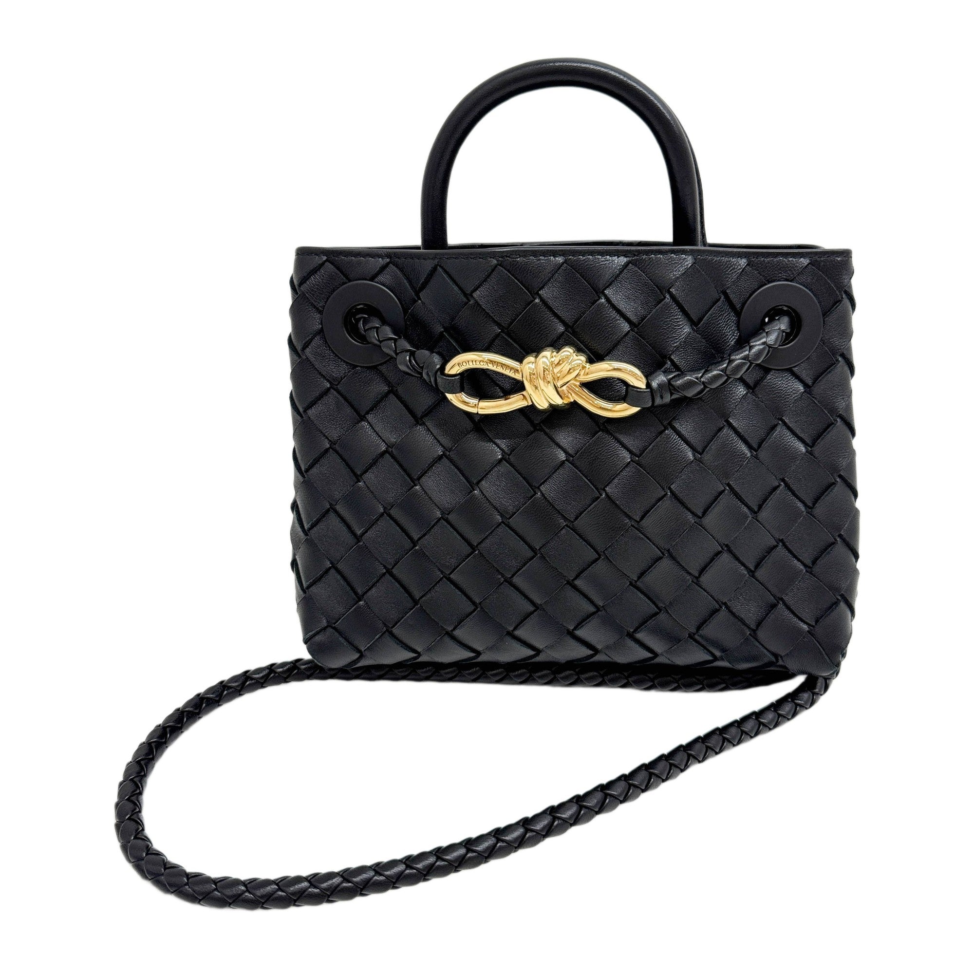 Mini Andiamo Intrecciato Black Leather Two Way Bag