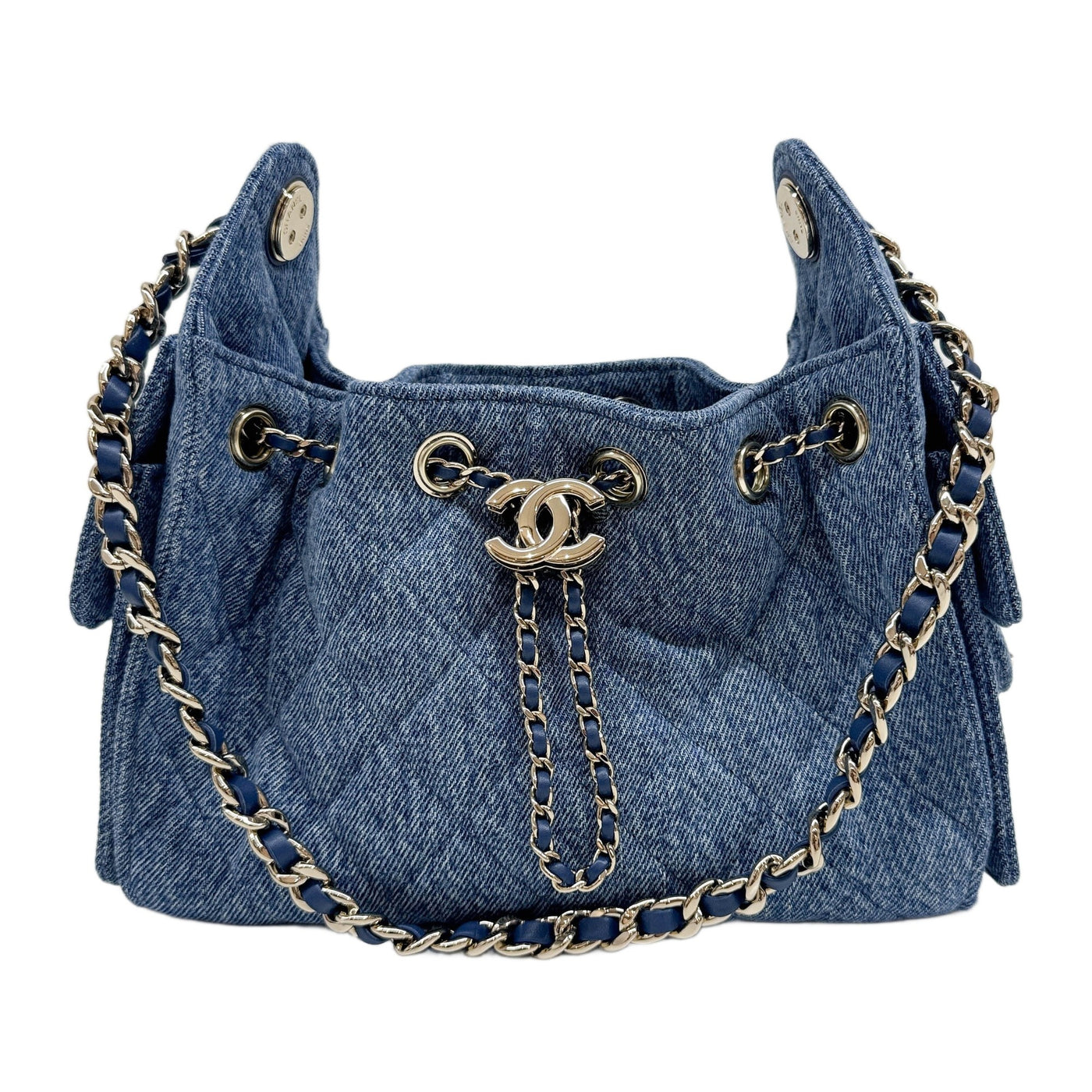 Mini Chanel 25 2021-2026 Matelasse Blue Denim Shoulder Bag