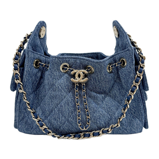 Mini Chanel 25 2021-2026 Matelasse Blue Denim Shoulder Bag