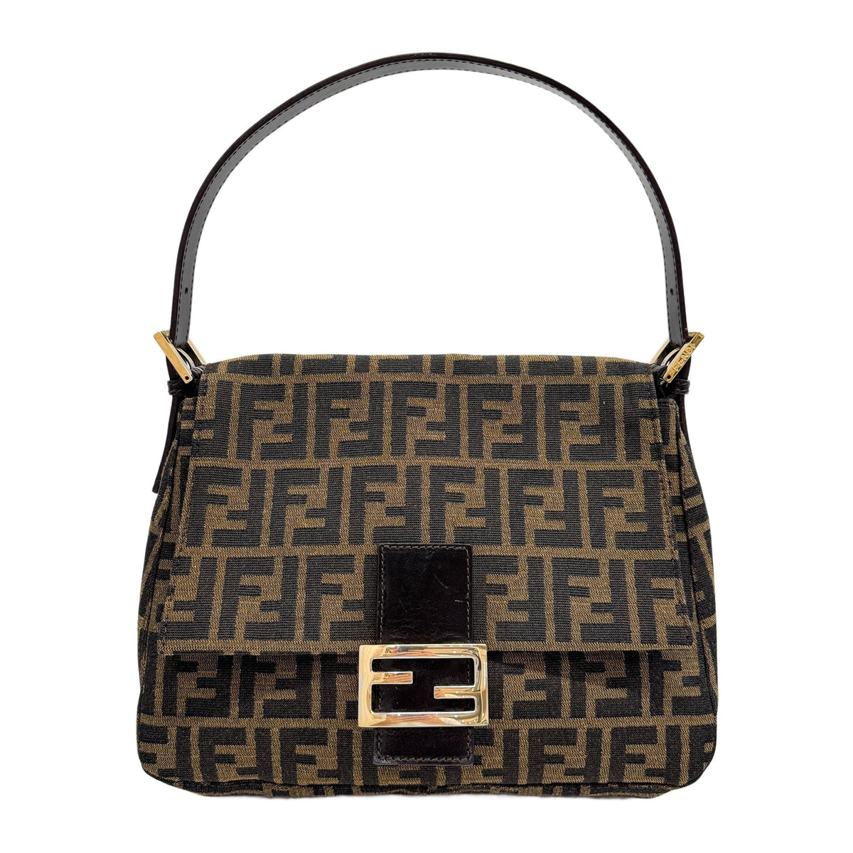 Mamma Baguette Brown Zucca Canvas Shoulder Bag
