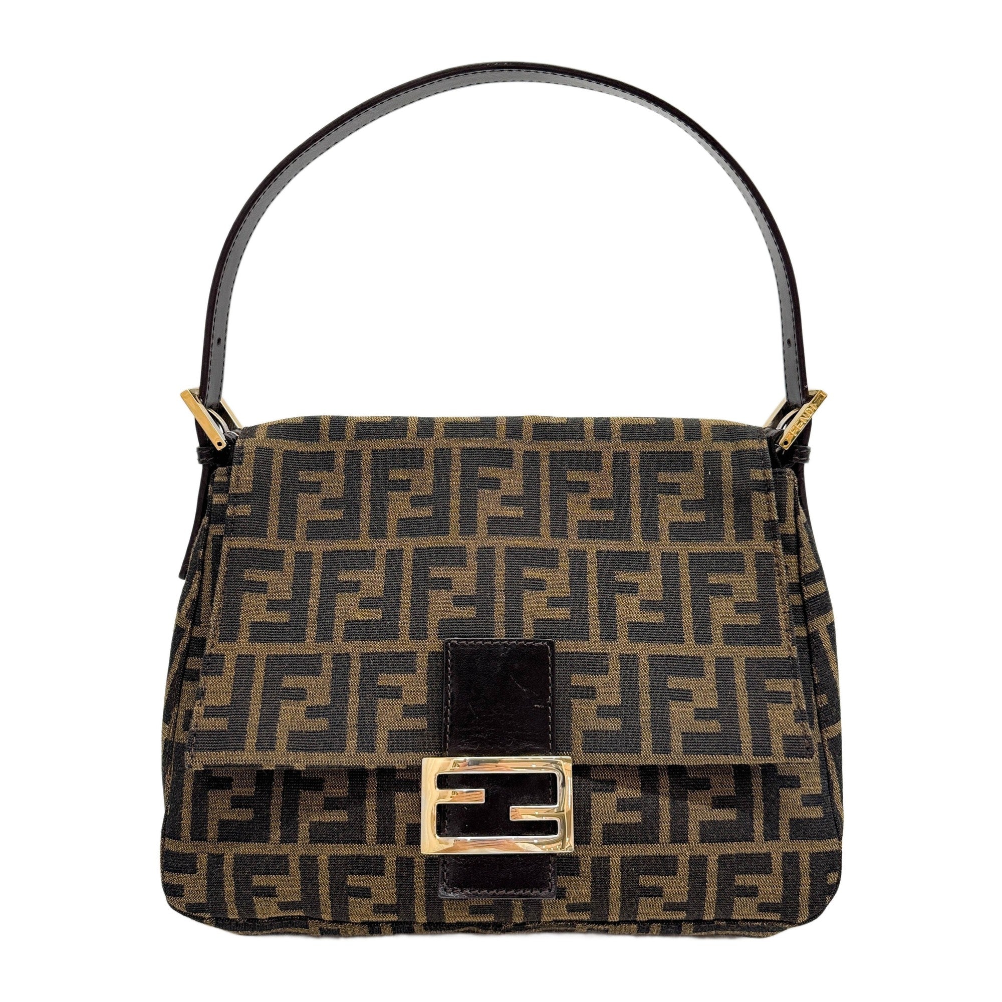 Mamma Baguette Brown Zucca Canvas Shoulder Bag
