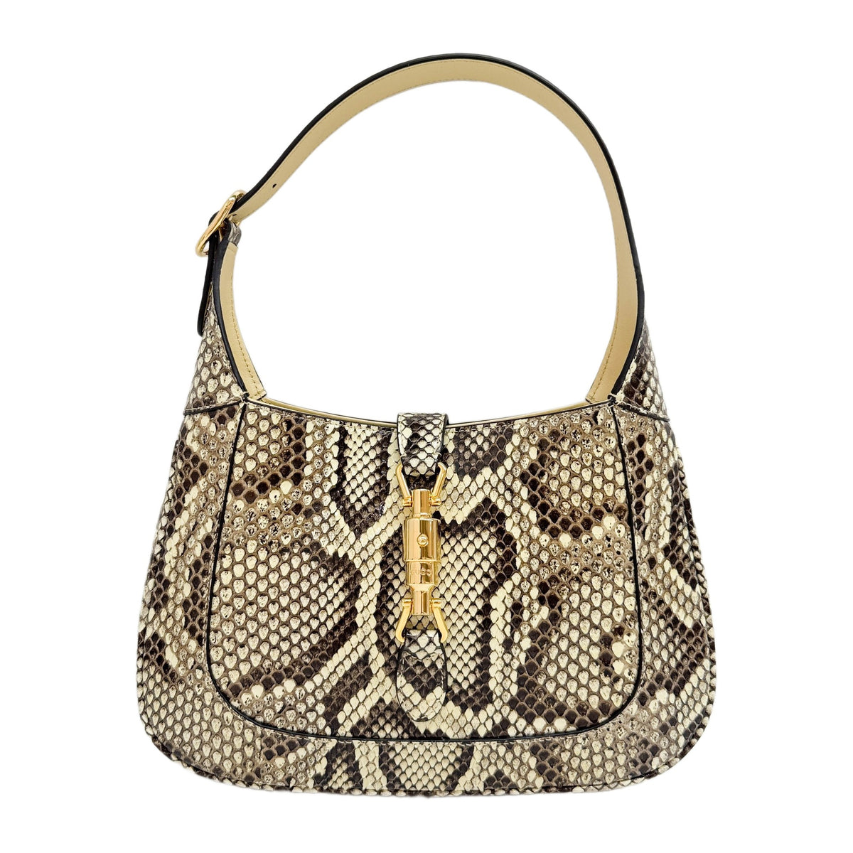 Jackie 1961 Brown Python Embossed Leather Shoulder Bag
