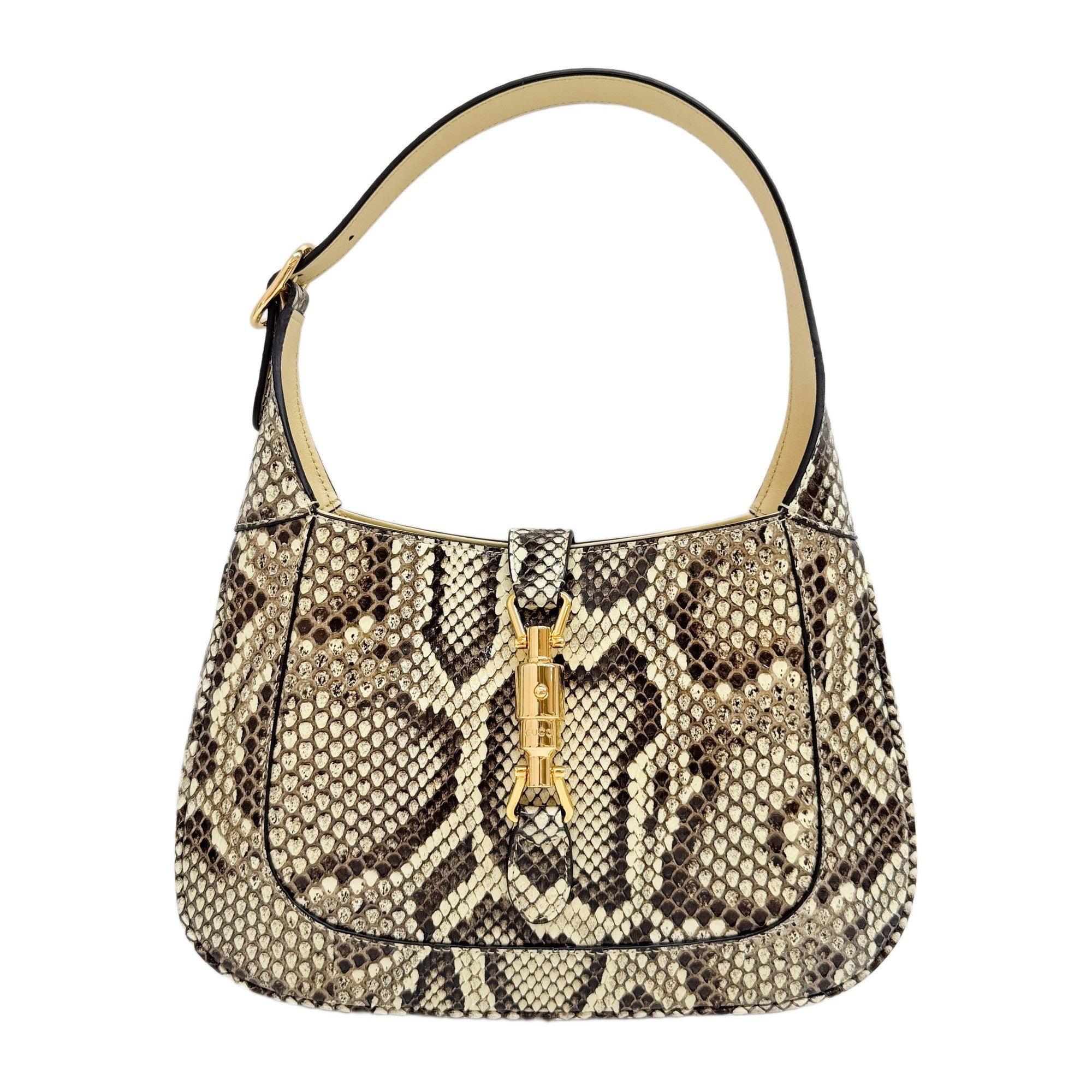 Jackie 1961 Brown Python Embossed Leather Shoulder Bag