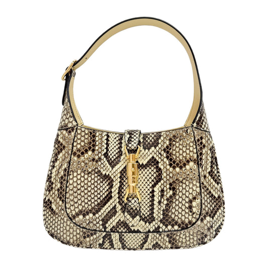 Jackie 1961 Brown Python Embossed Leather Shoulder Bag