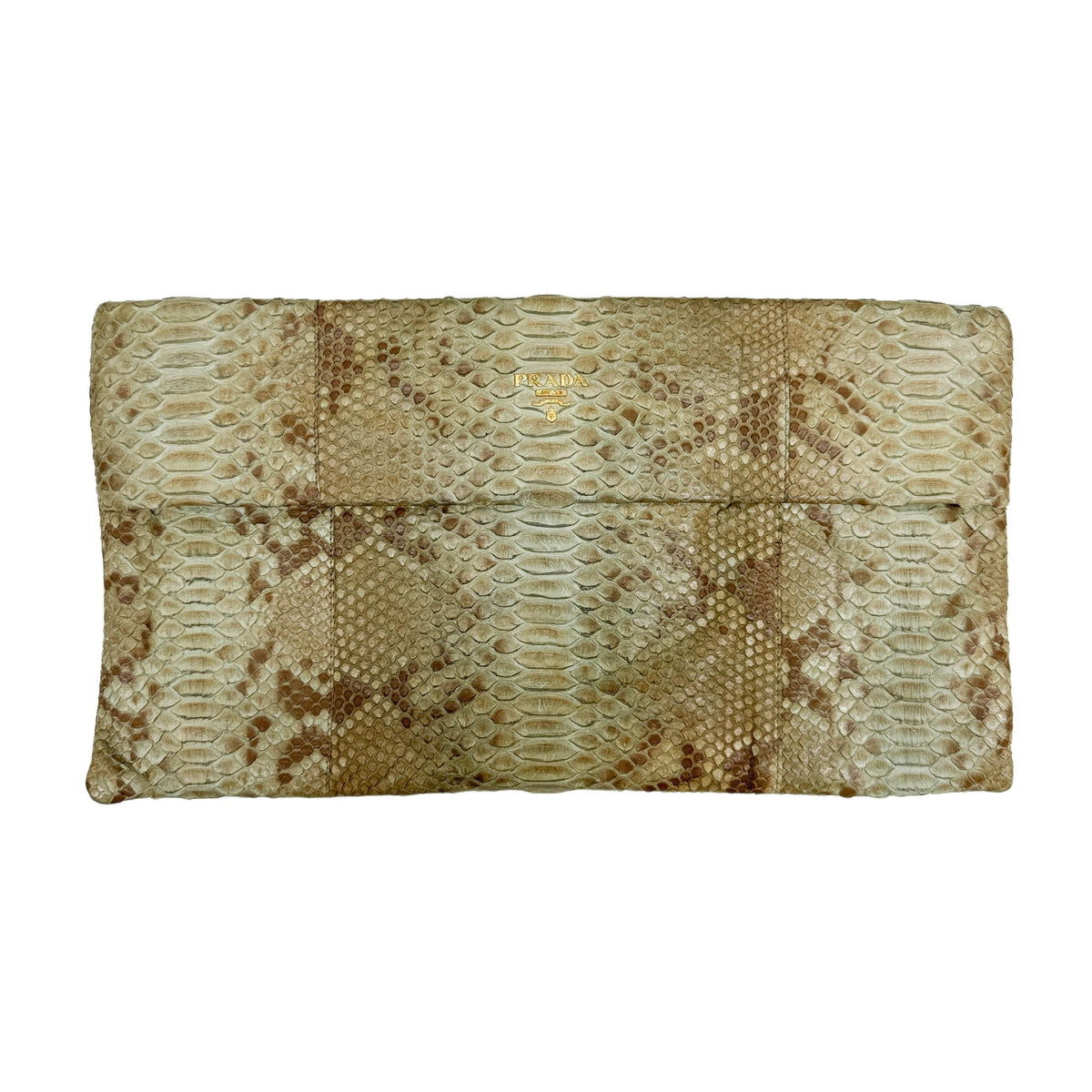 Envelope Style Green Python Embossed Leather Clutch Bag