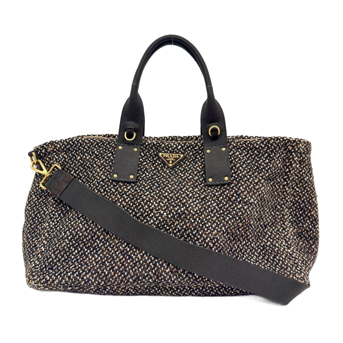 Large Canapa Brown Tweed Two Way Bag