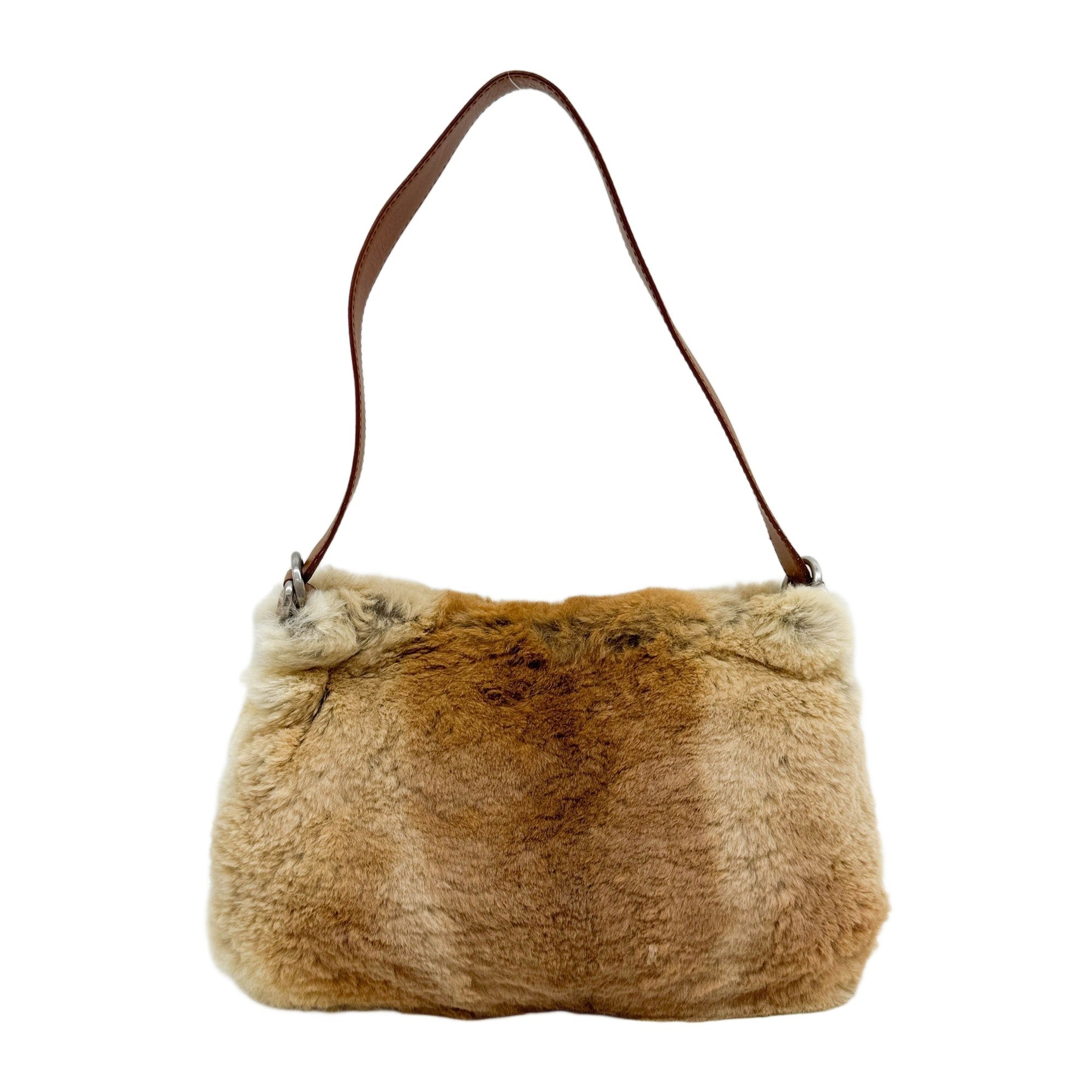 Two Toned Brown Rabbit Fur Shoulder Bag