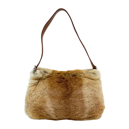 Two Toned Brown Rabbit Fur Shoulder Bag