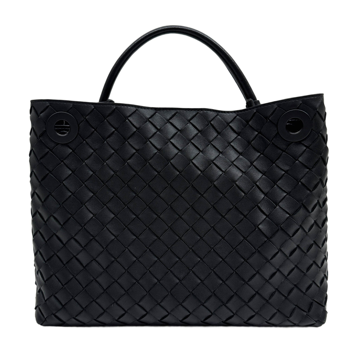 Medium Andiamo Intrecciato Black Leather Two Way Bag