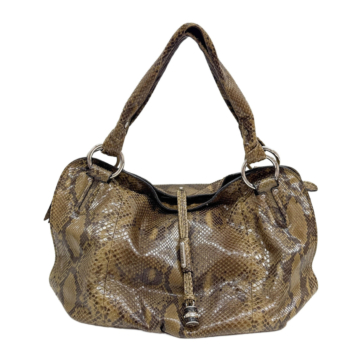 Bittersweet Brown Python Embossed Leather Shoulder Bag