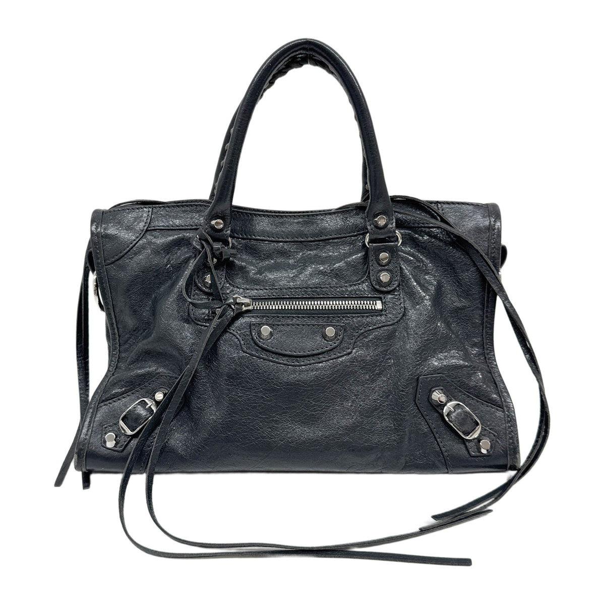 The First Grey Leather Hand Bag