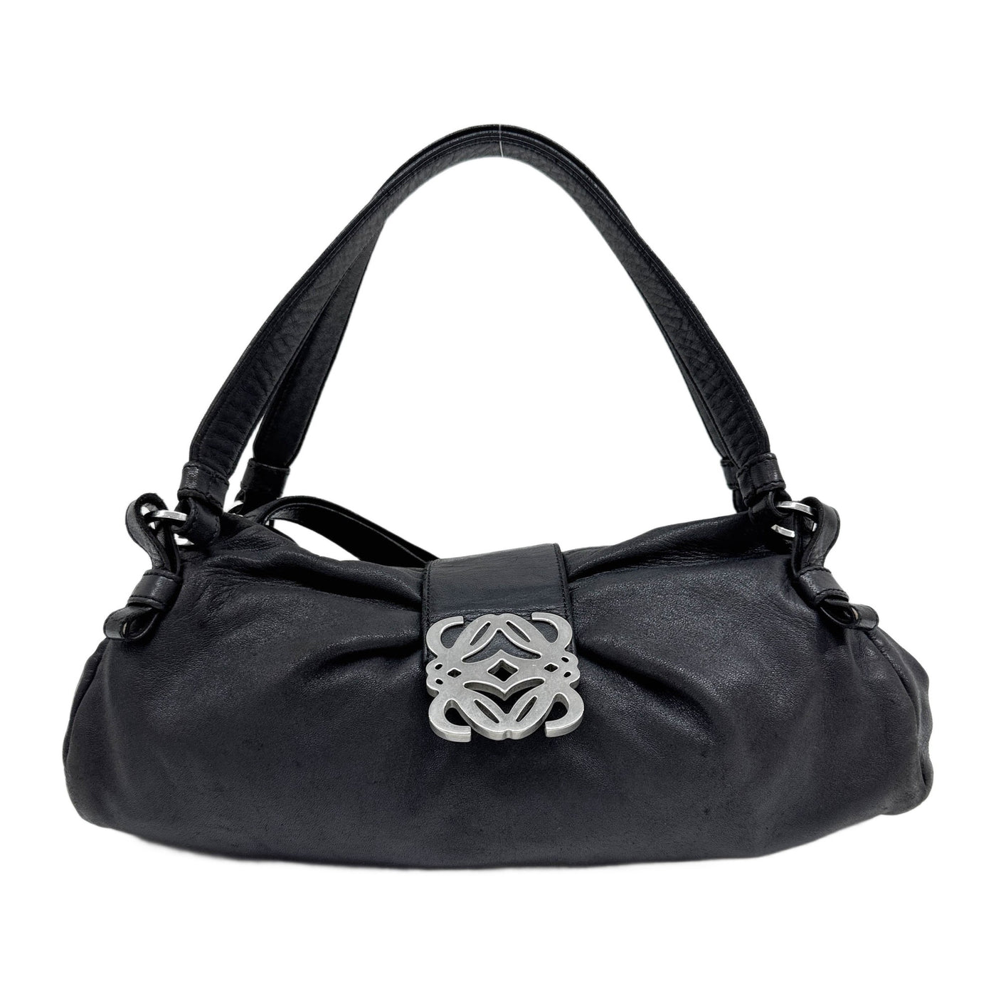 Anagram Black Leather Handle Bag